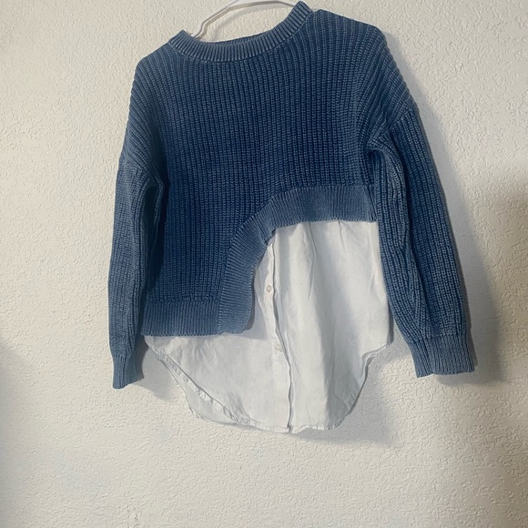 Pilcro Anthropologie Asymmetrical twofer Ribbed Sweater vintage wash blue - Picture 4 of 9